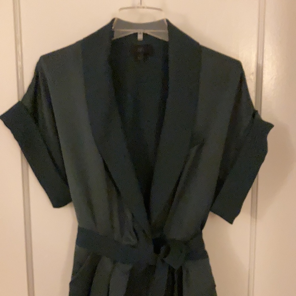 BR Monogram satiny shawl collar robe wrap dress Sz 6
